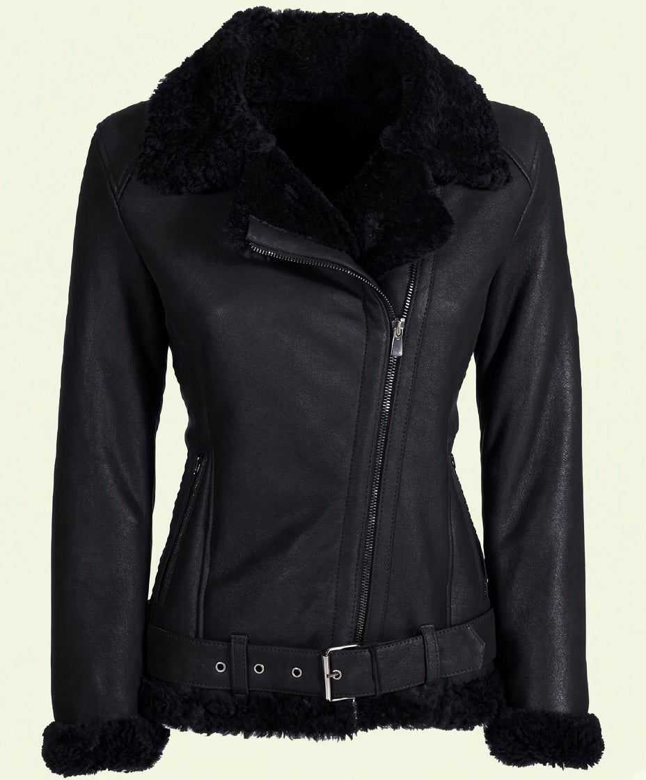 Edgy Biker Style with a Cozy Shearling Finish