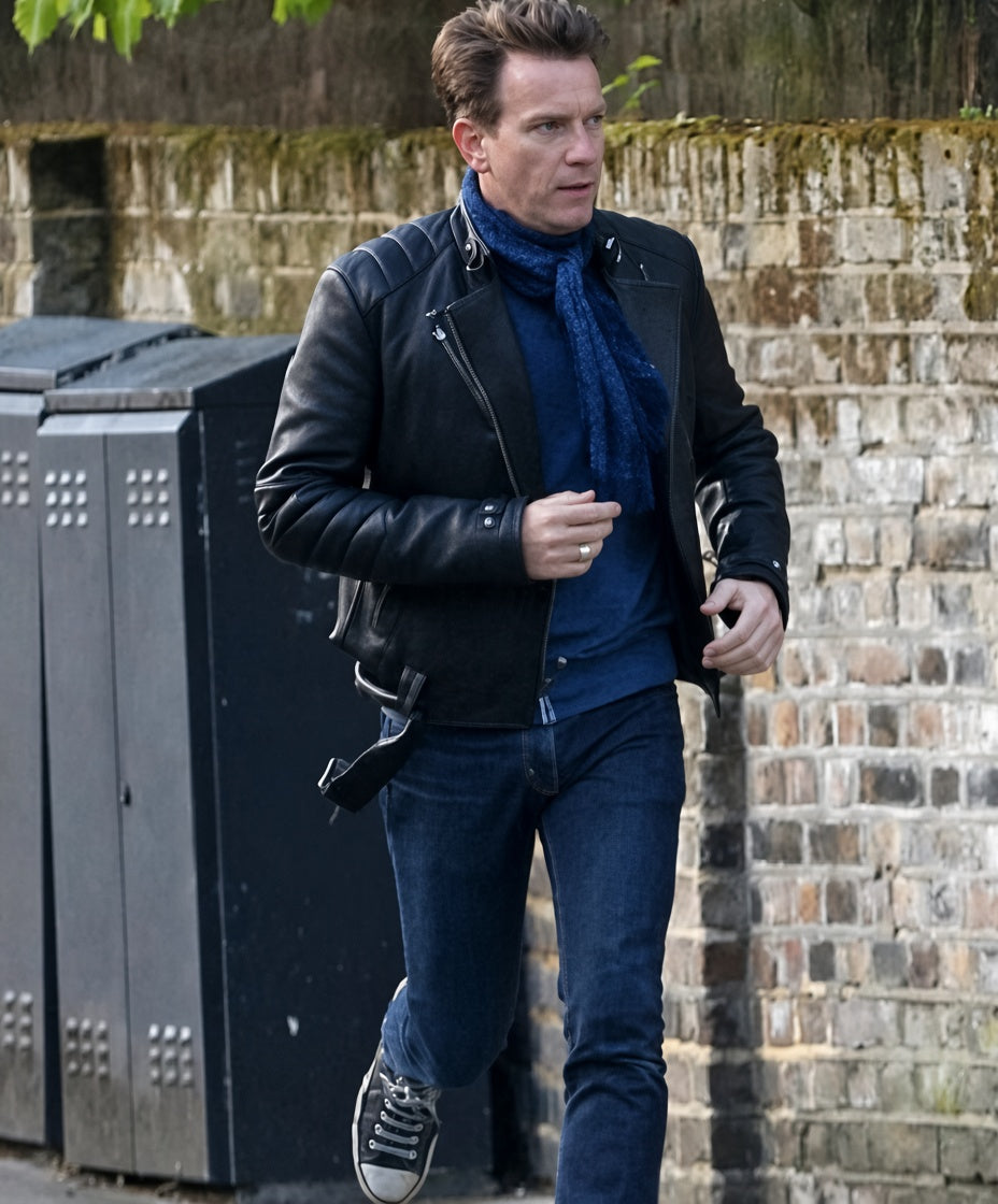 Ewan McGregor Mark Renton Inspired Biker Leather Jacket