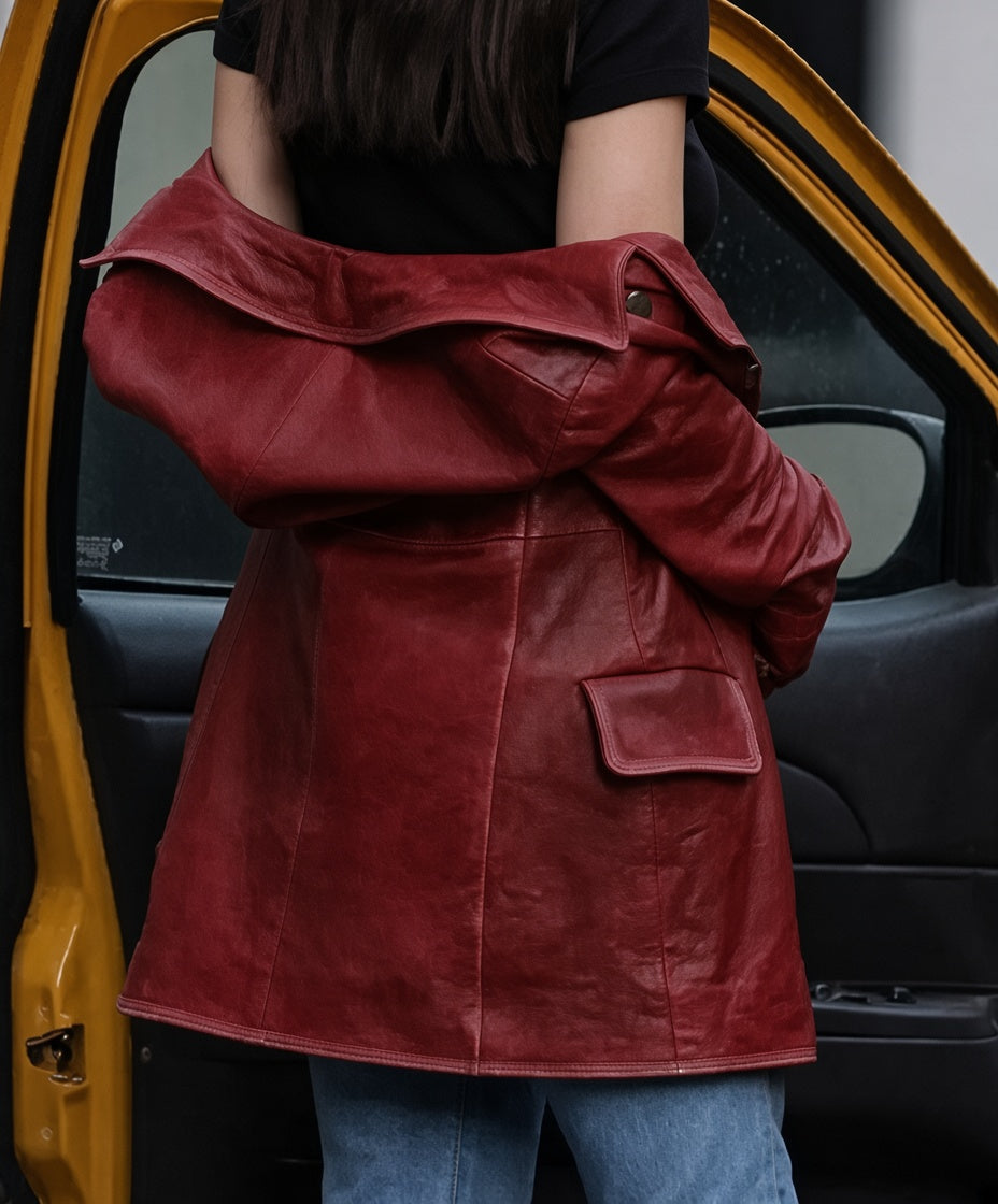 Dakota Johnson Madame Web Leather Coat Style