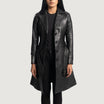 Moonlight Black Leather Trench Coat