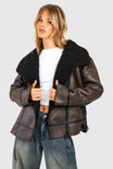 Shop BORG LINED AVIATOR JACKET