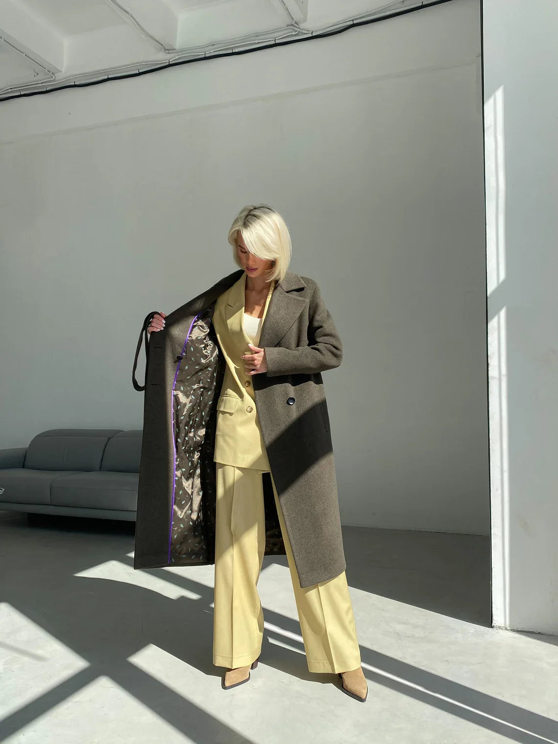Shop Khaki wool coat, Green wool coat