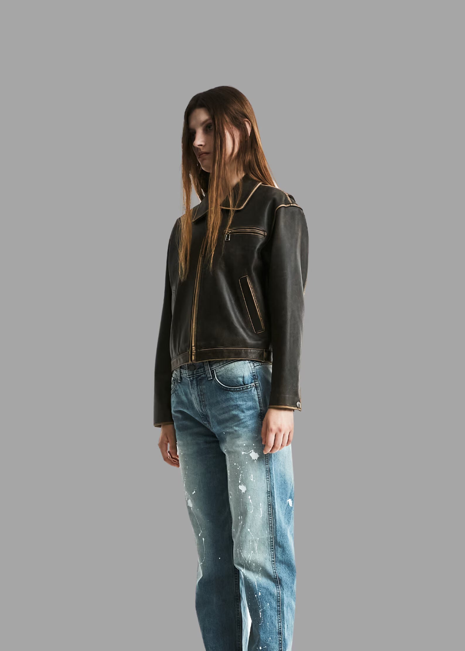 Shop Premium Women Vintage Leather Jacket By TJS