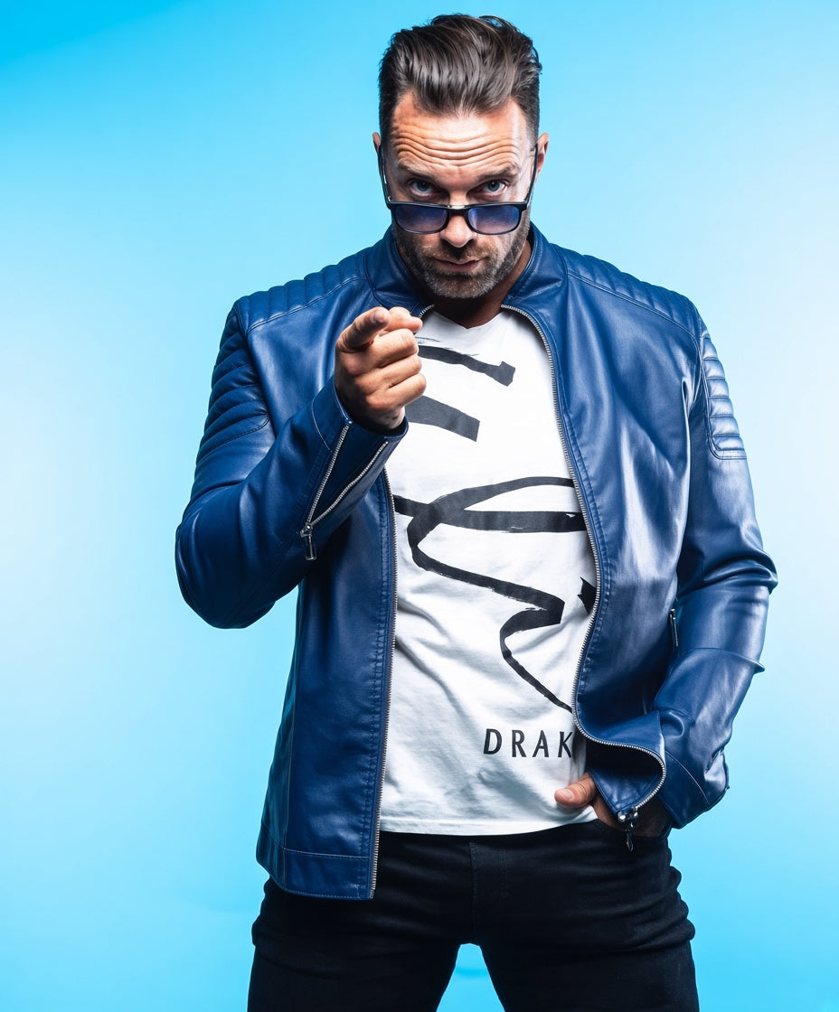 LA Knight Blue Leather Jacket Inspired by His Signature Style