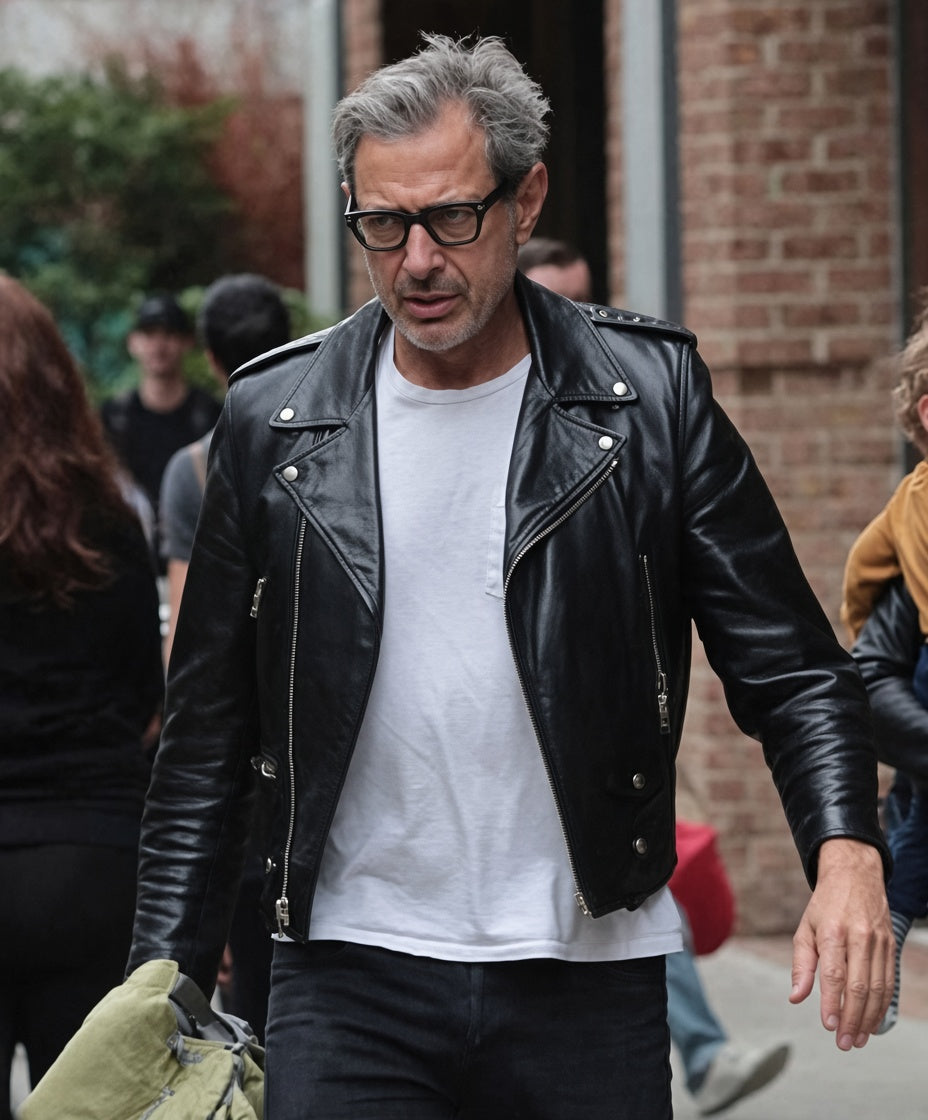 Jeff Goldblum Style Leather Jacket for Men