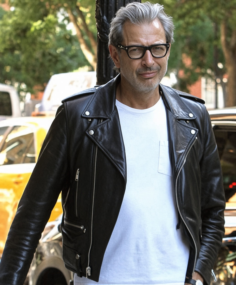 Jeff Goldblum Style Leather Jacket for Men