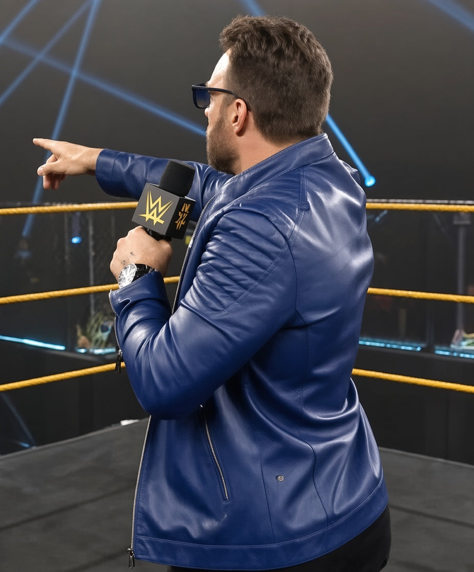 LA Knight Blue Leather Jacket Inspired by His Signature Style