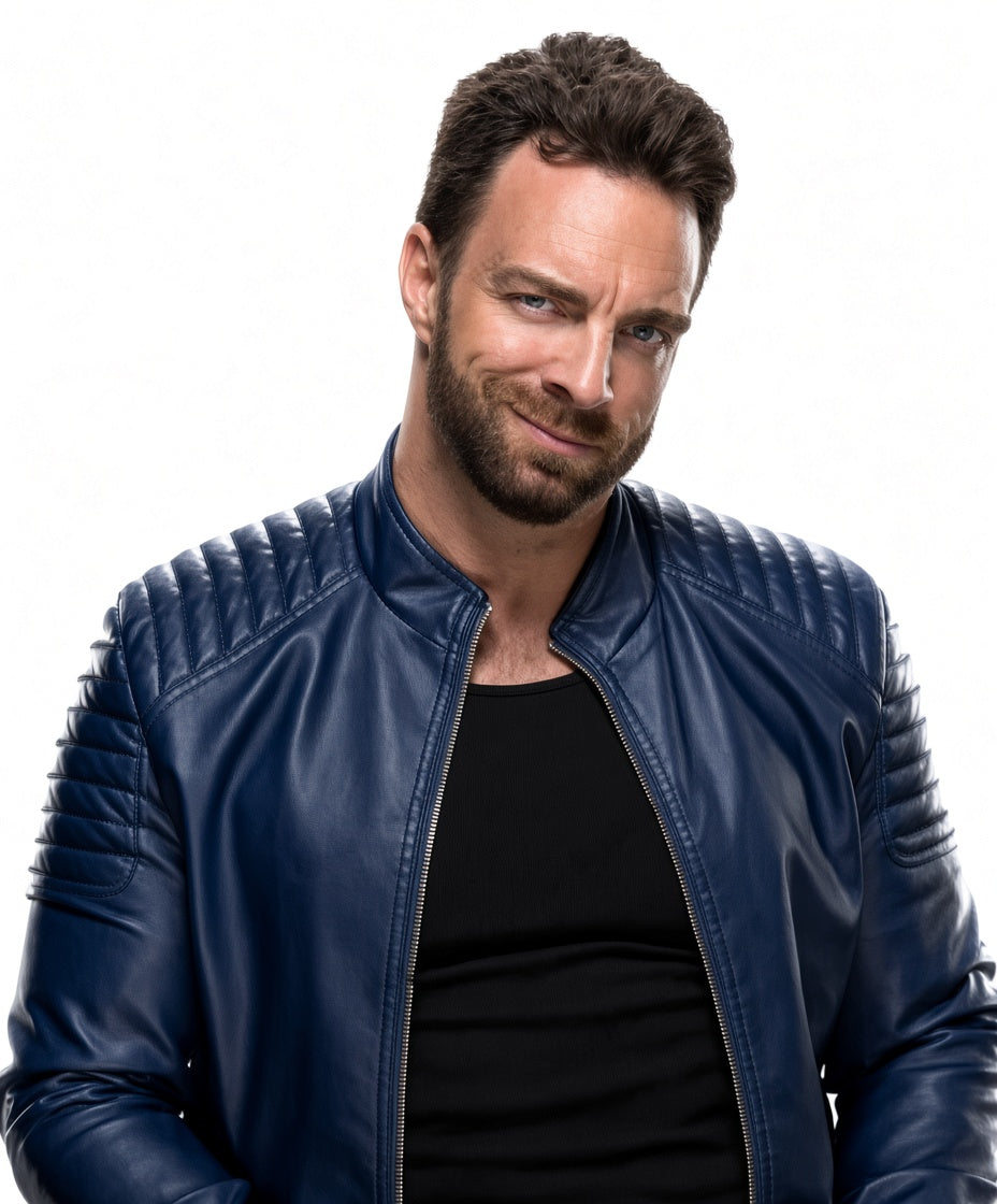 LA Knight Blue Leather Jacket Inspired by His Signature Style