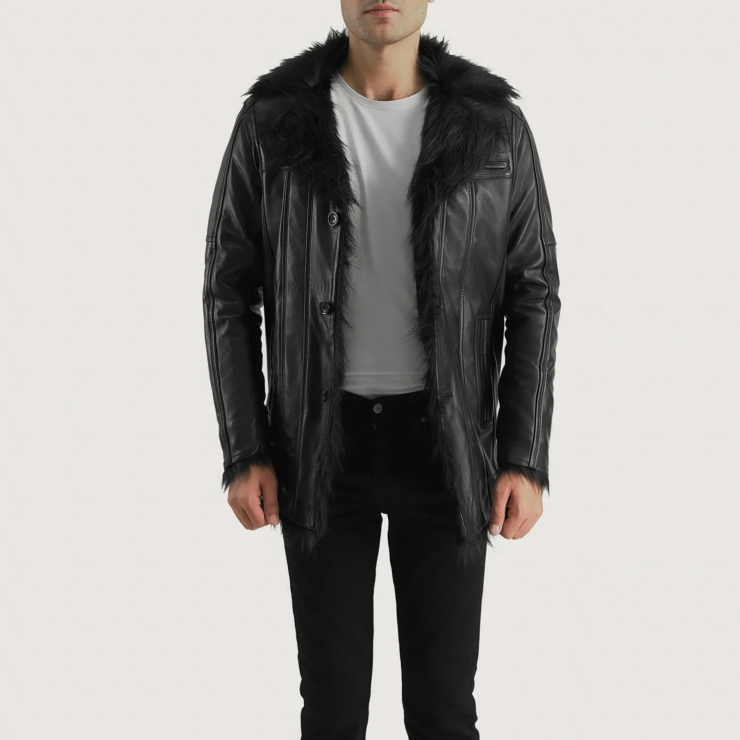 [FS] Furcliff Black Leather Coat