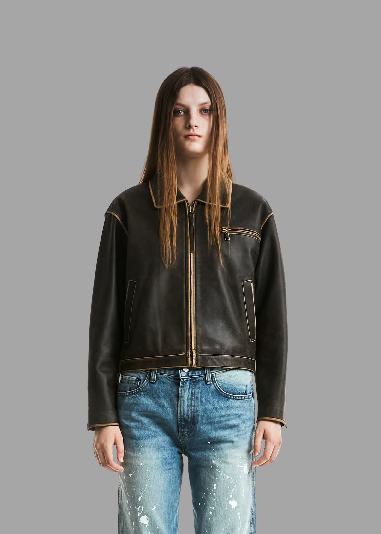 Shop Premium Women Vintage Leather Jacket By TJS